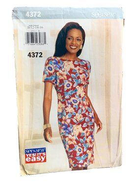 See & Sew Dress Pattern 4372 Women's Dress Size 12 14 16 Uncut 90s